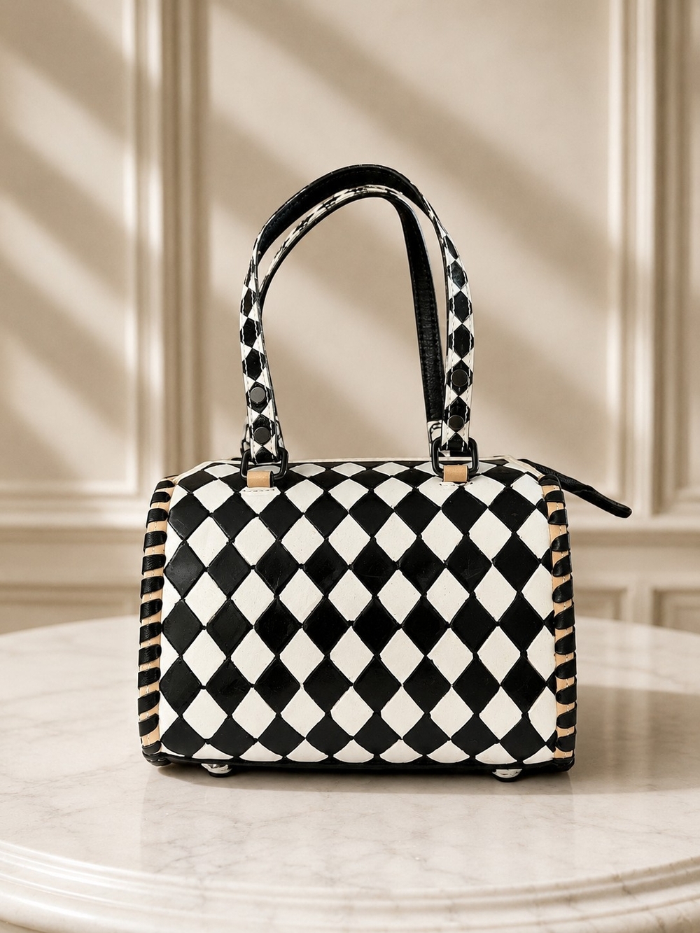 Brand New - Black & White Diamond-Pattern Small Speedy Bag